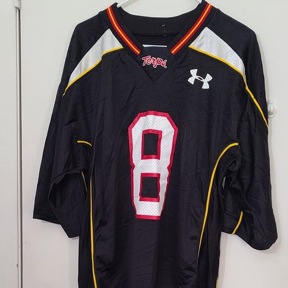 Maryland Terrapins Terps Black Under Armour Football Jersey #8 Mens Medium - Picture 1 of 7